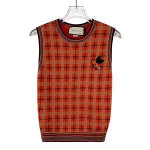 Gucci red plaid wool knit vest